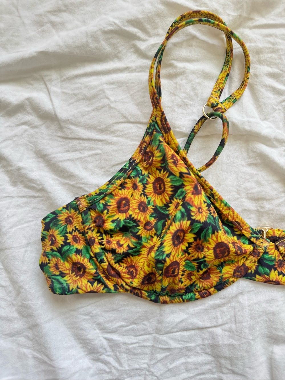 Beach Riot Sunflower Bikini Top - Yellow Green Floral Size L